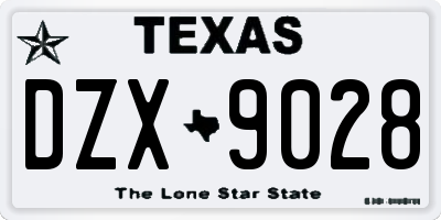 TX license plate DZX9028