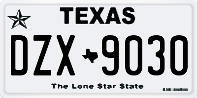 TX license plate DZX9030
