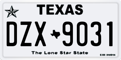 TX license plate DZX9031