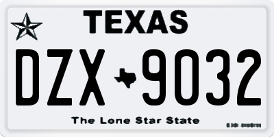 TX license plate DZX9032