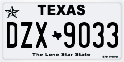 TX license plate DZX9033