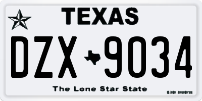 TX license plate DZX9034