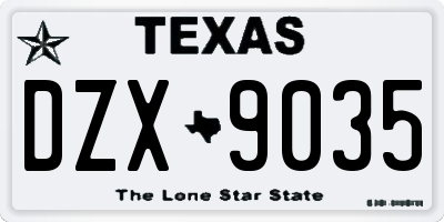 TX license plate DZX9035