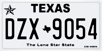 TX license plate DZX9054