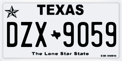 TX license plate DZX9059