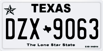 TX license plate DZX9063