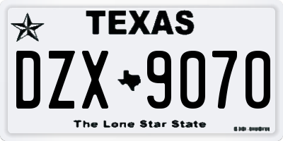 TX license plate DZX9070