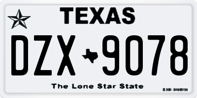 TX license plate DZX9078