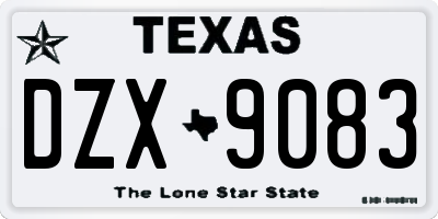 TX license plate DZX9083