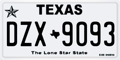 TX license plate DZX9093