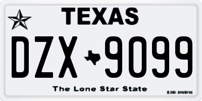 TX license plate DZX9099