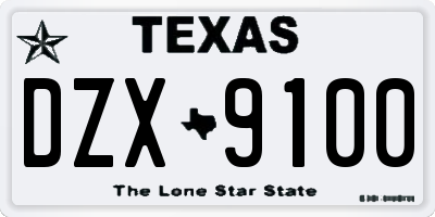 TX license plate DZX9100