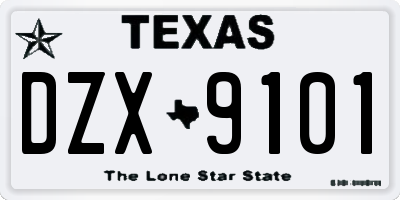 TX license plate DZX9101