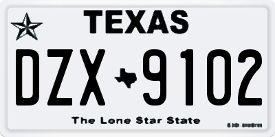 TX license plate DZX9102