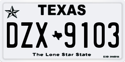 TX license plate DZX9103