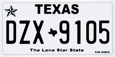 TX license plate DZX9105