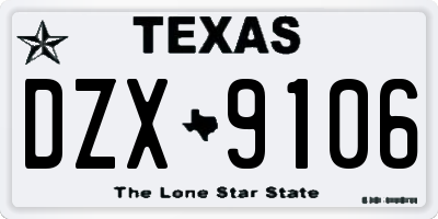 TX license plate DZX9106