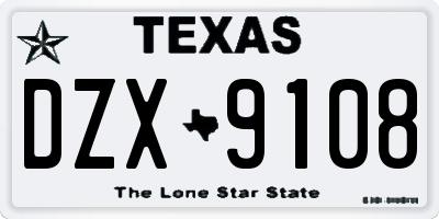 TX license plate DZX9108