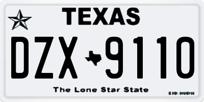 TX license plate DZX9110