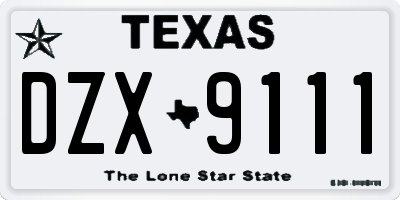 TX license plate DZX9111