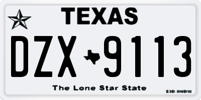 TX license plate DZX9113