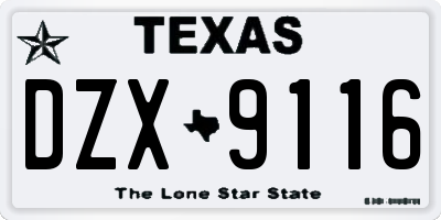 TX license plate DZX9116