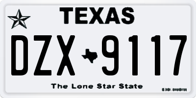 TX license plate DZX9117