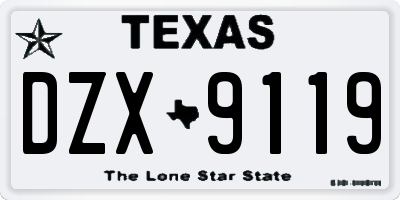 TX license plate DZX9119