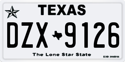 TX license plate DZX9126