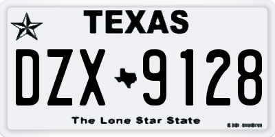 TX license plate DZX9128