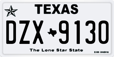 TX license plate DZX9130