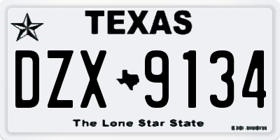 TX license plate DZX9134