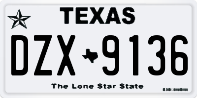 TX license plate DZX9136