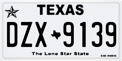 TX license plate DZX9139