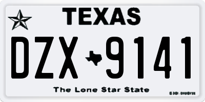 TX license plate DZX9141