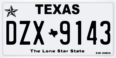 TX license plate DZX9143