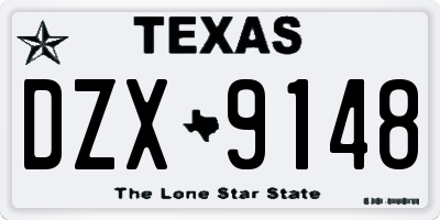 TX license plate DZX9148