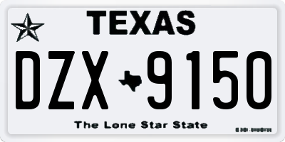 TX license plate DZX9150