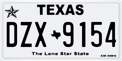 TX license plate DZX9154