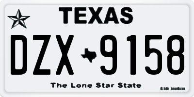 TX license plate DZX9158