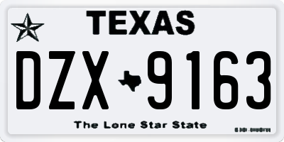 TX license plate DZX9163