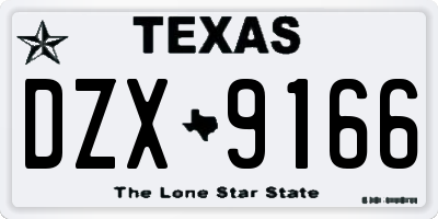TX license plate DZX9166
