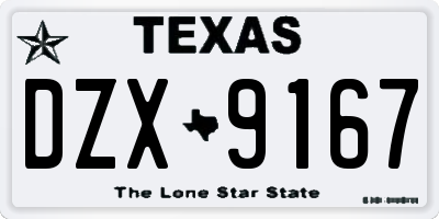 TX license plate DZX9167
