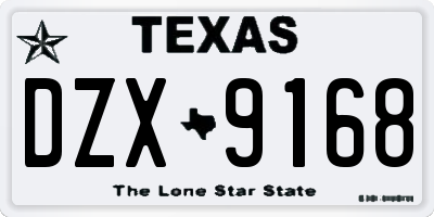 TX license plate DZX9168