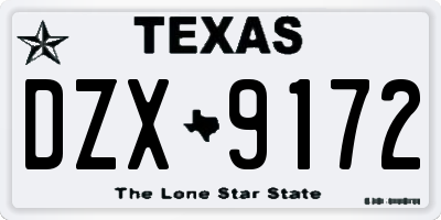 TX license plate DZX9172