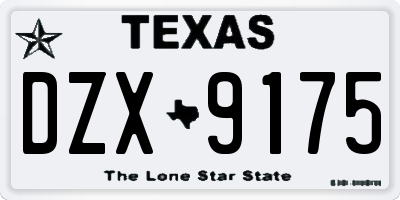 TX license plate DZX9175