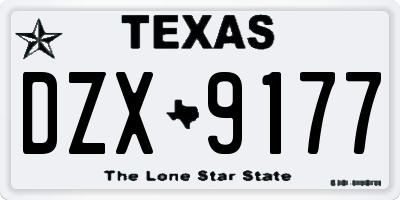 TX license plate DZX9177