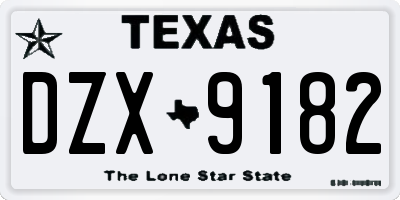 TX license plate DZX9182