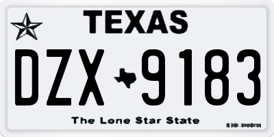 TX license plate DZX9183