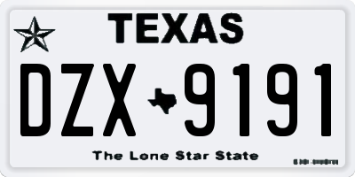 TX license plate DZX9191
